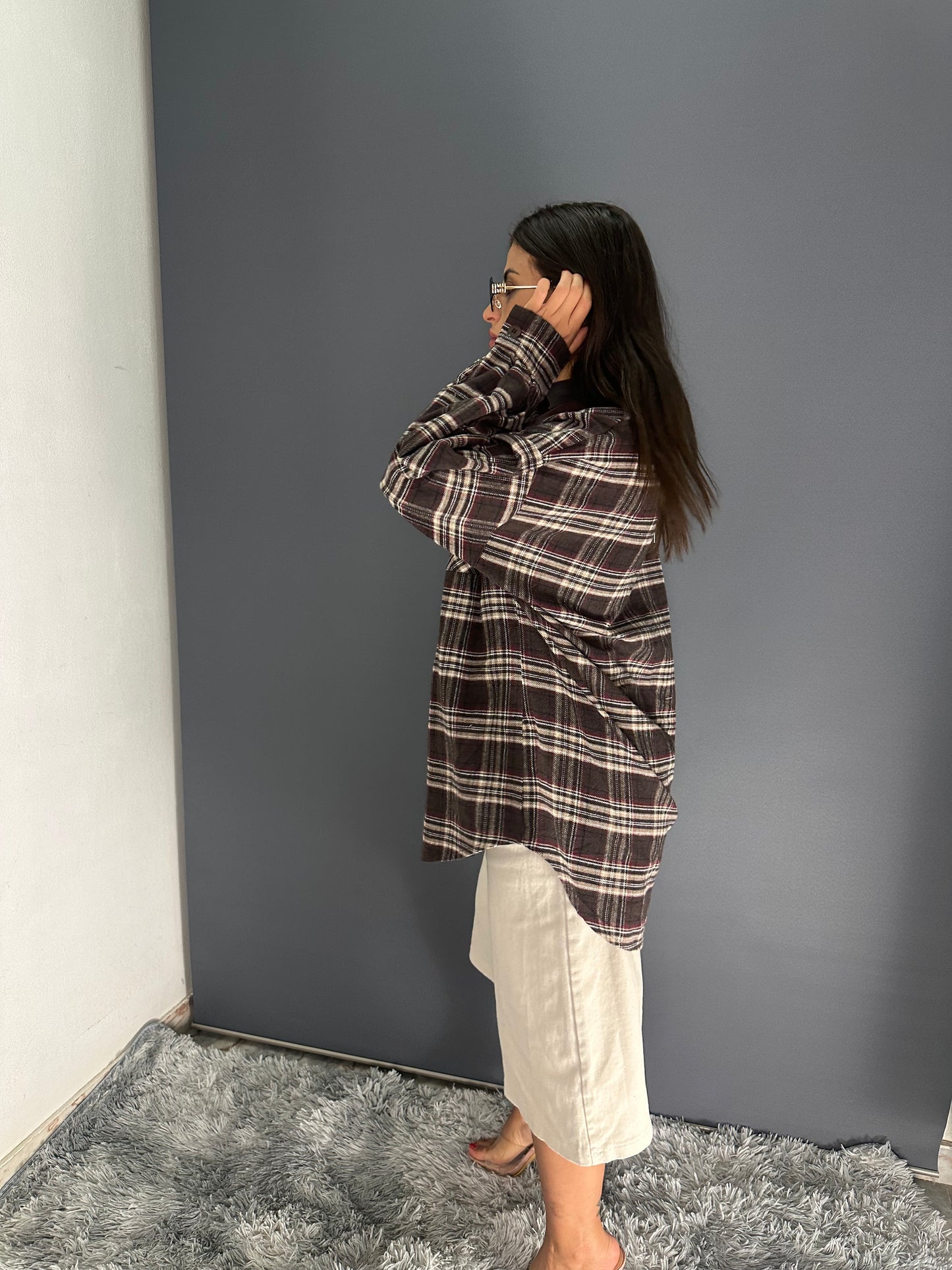 Camicia debora con colletto in pelle