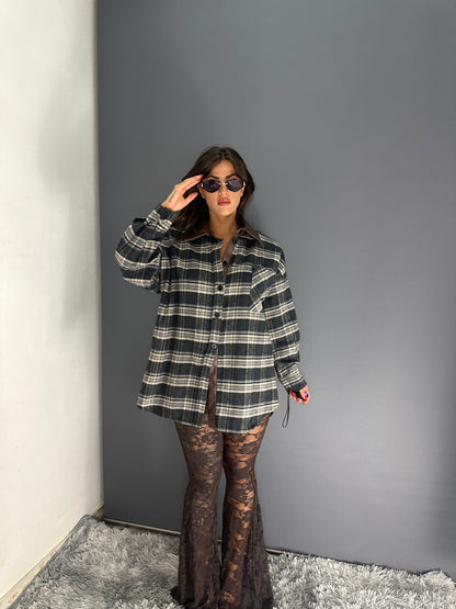 Camicia debora con colletto in pelle