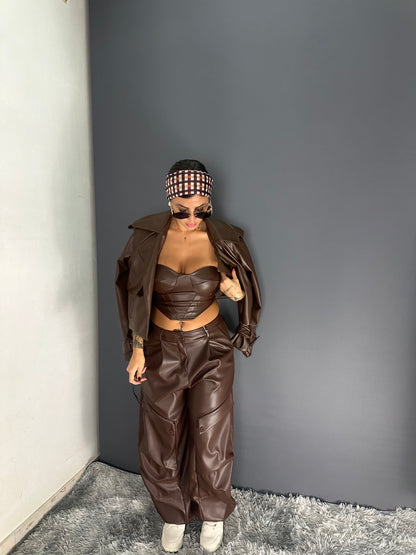 Pantalone cargo lether