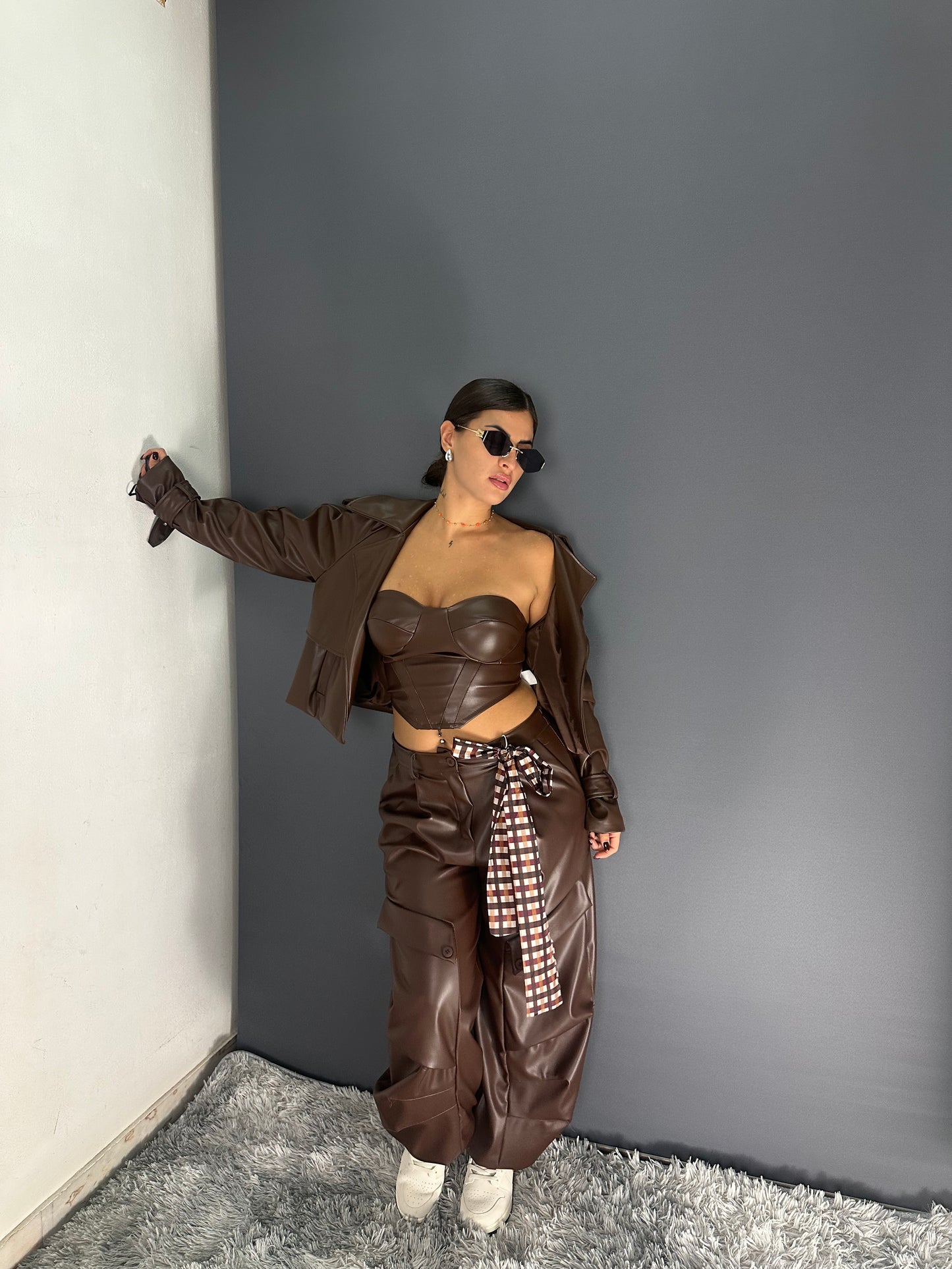 Pantalone cargo lether