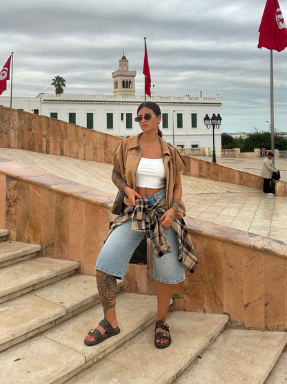 Giubbino smanicato camoscio